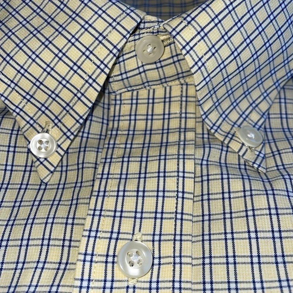 Us Polo Assn Shirt Mens L Plaid Casual Yellow Blue Button Up LS‎ Pocket Logo